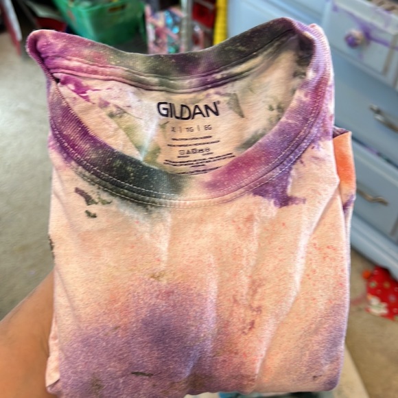 CLEMSON TIE DYE ART TO WEAR T TEE SHIRT TOP ORANGE PURPLE 🐾 PAW PRINTS L LARGE - Picture 13 of 14